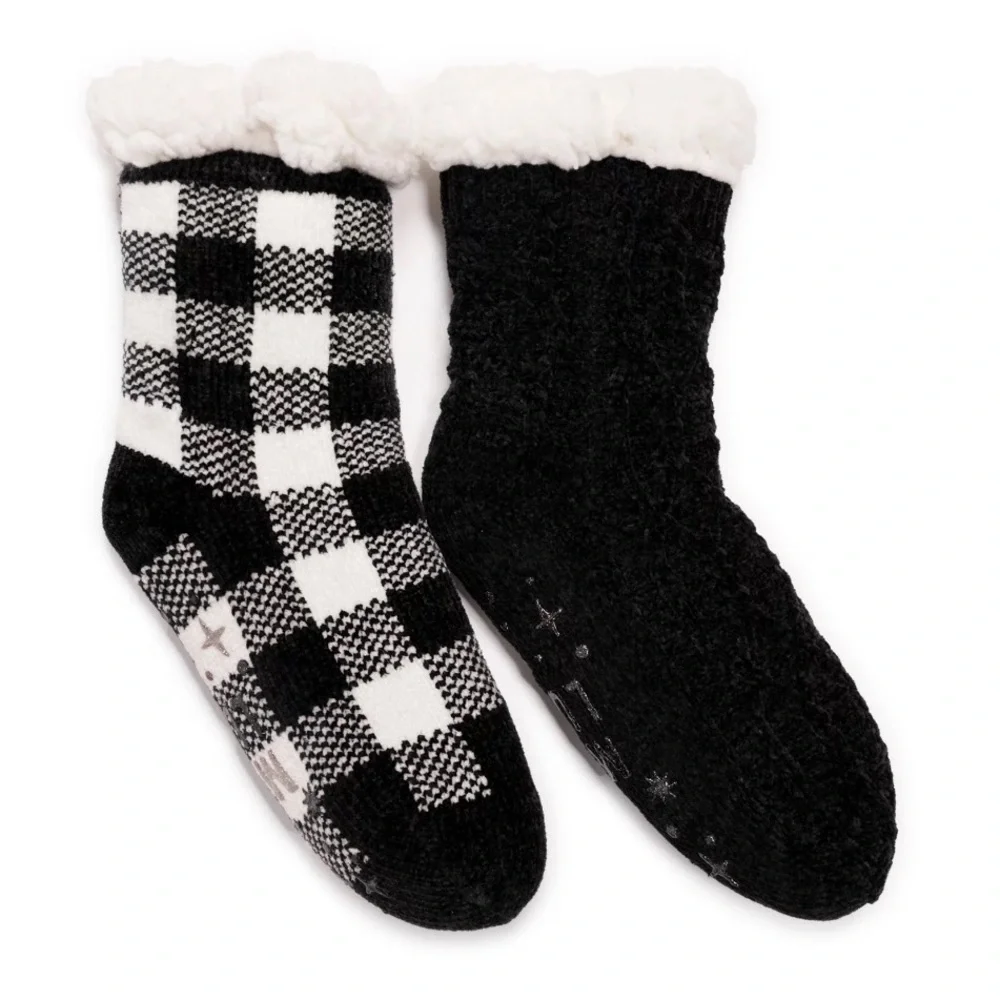 Fully Lined Cabin Socks NON SKID 2 Pack L/XL